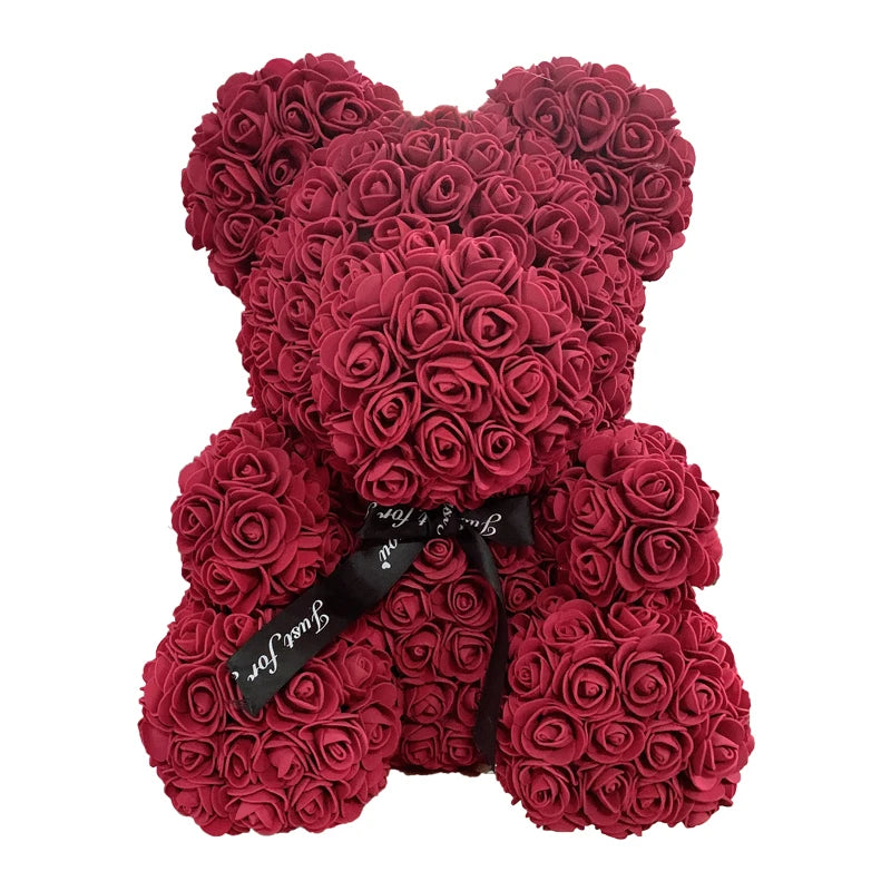 Artificial Flower Rose Teddy Bear - Perfect Gift for Valentine’s Day (25cm & 40cm)