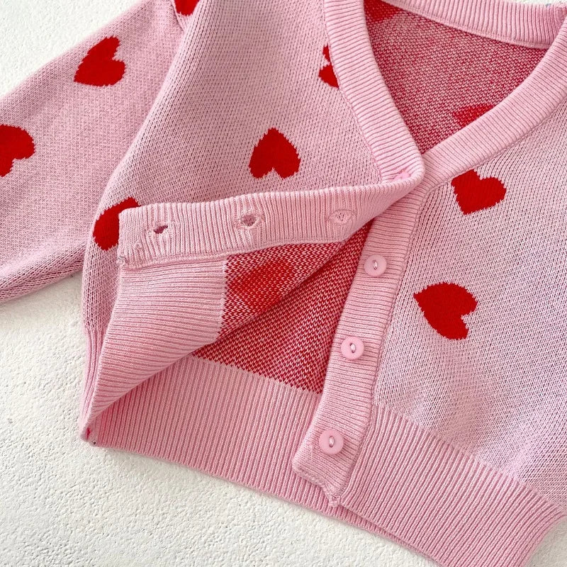 Baby Girl Valentines Day Love Heart Cardigan