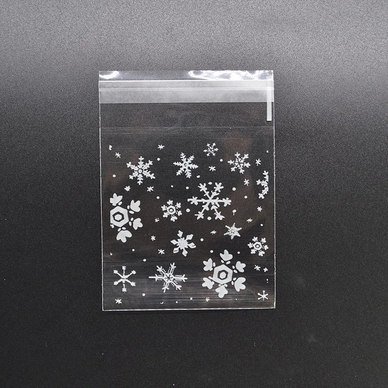 50Pcs Snowflake Christmas Cookie Adhesive Gift Bags