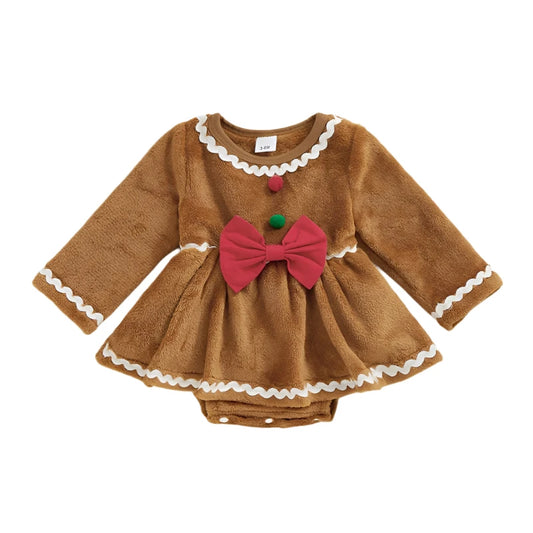 Baby Girls Christmas Gingerbread Romper Dress