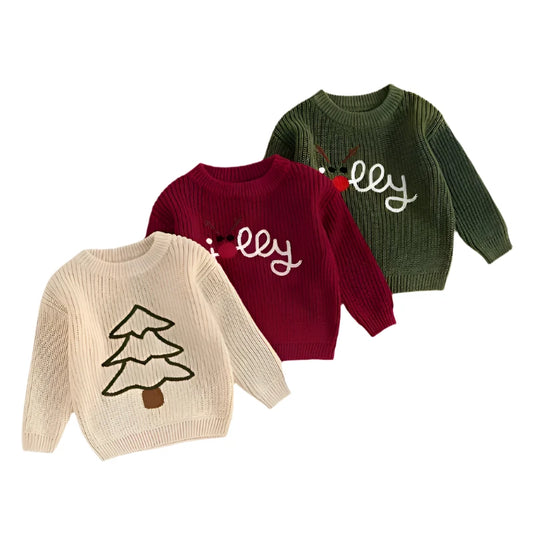 Baby's Embroidery Knit Christmas Sweaters