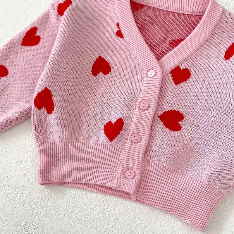 Baby Girl Valentines Day Love Heart Cardigan