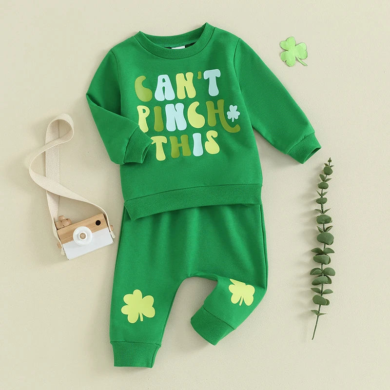 St Patrick's Day Baby 'Can't Pinch This' Shamrock Green Tracksuit