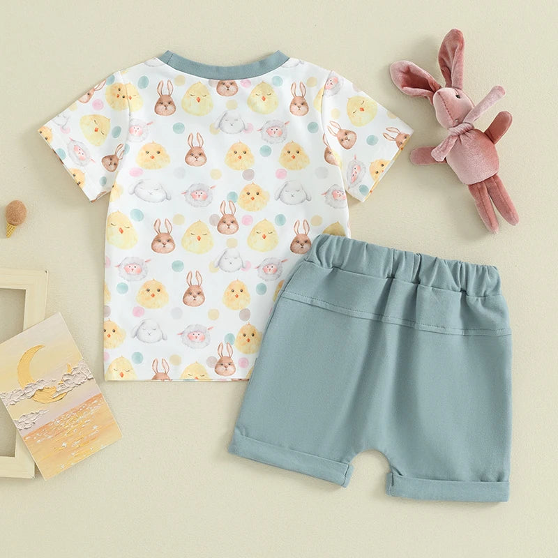 Baby Boy Easter Cotton 2pc Short Sleeve Set