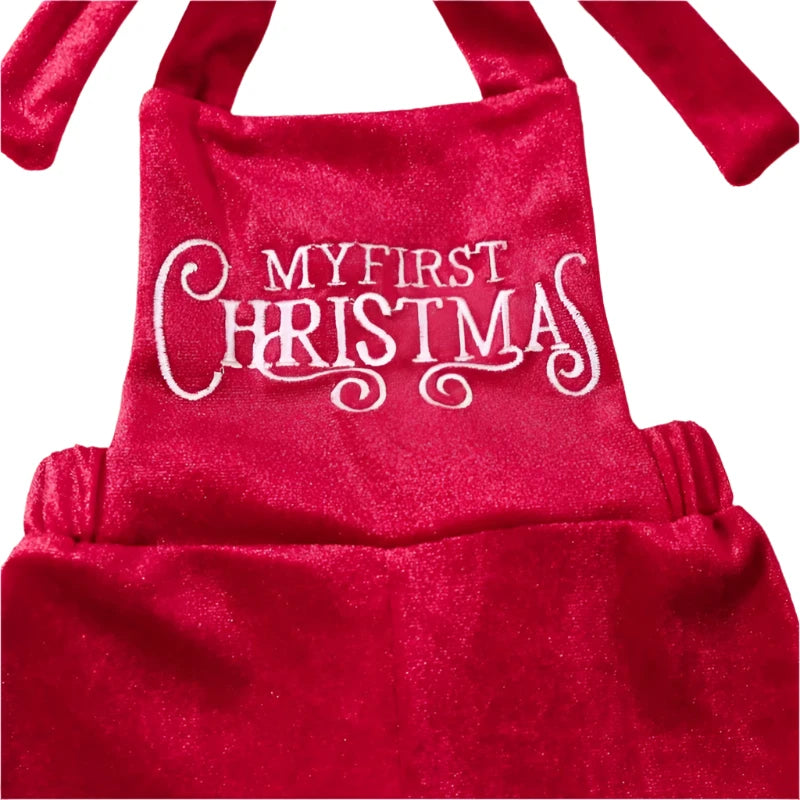 Baby Girl's 'My First Christmas' Velvet Flare Jumpsuit