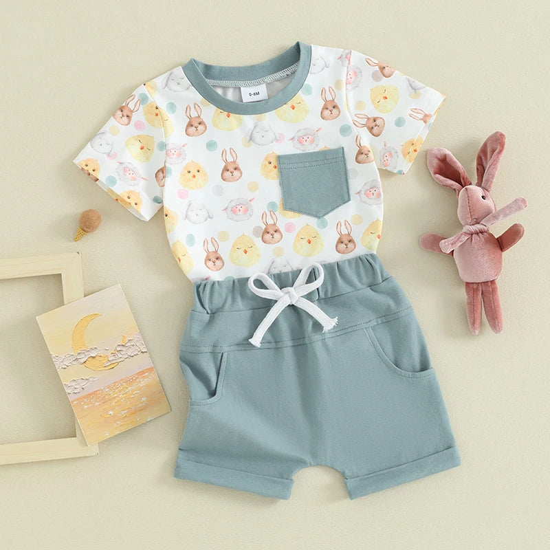 Baby Boy Easter Cotton 2pc Short Sleeve Set