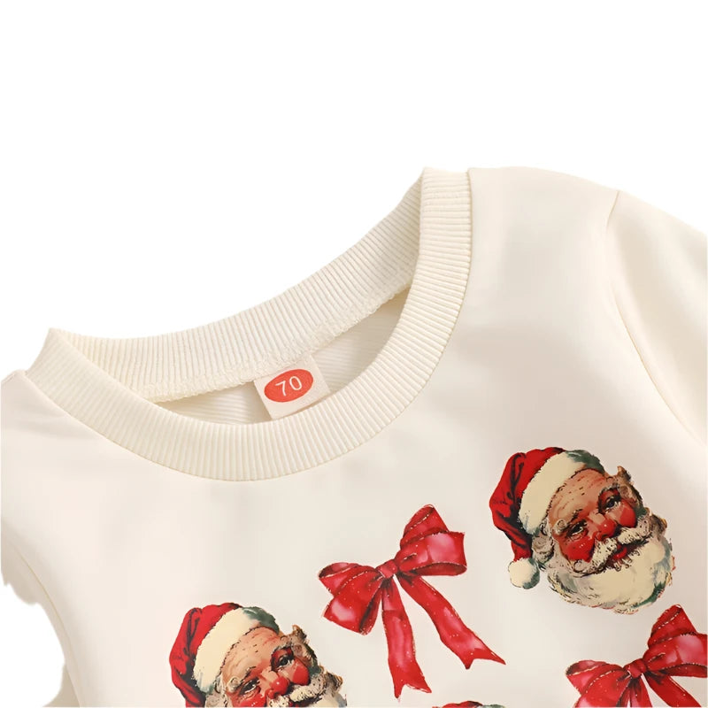 Girls Christmas Bow Print Sweatshirt