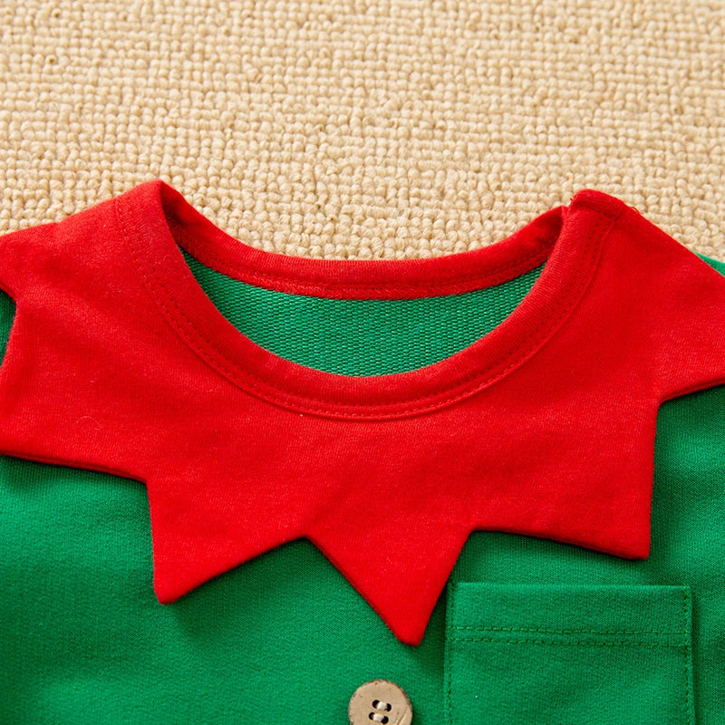 Baby's Christmas Elf Costume with Matching Hat (Sizes 0-18 Months)