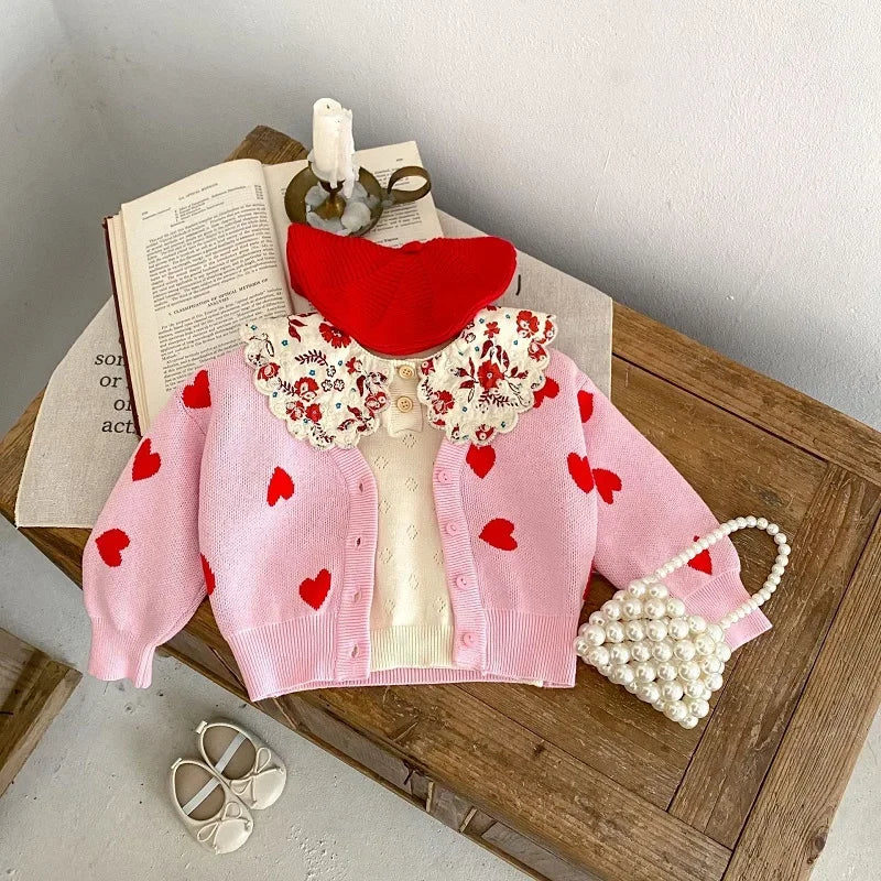 Baby Girl Valentines Day Love Heart Cardigan