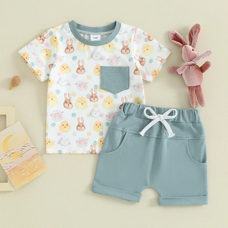 Baby Boy Easter Cotton 2pc Short Sleeve Set