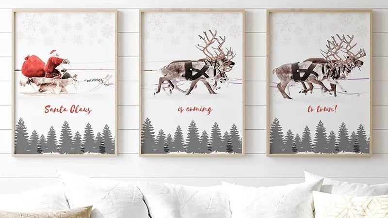 Retro Christmas Canvas Wall Prints