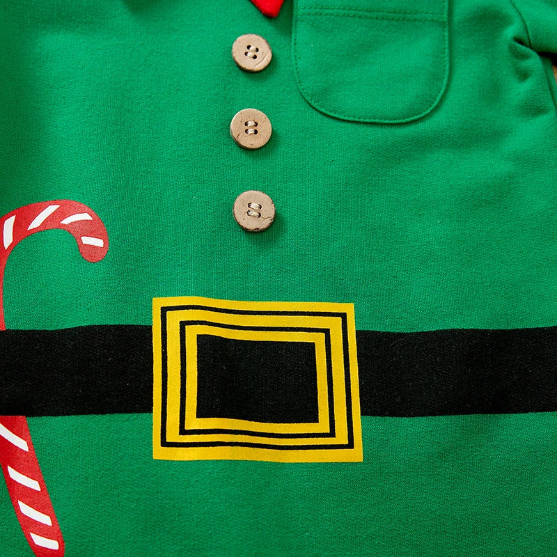 Baby's Christmas Elf Costume with Matching Hat (Sizes 0-18 Months)