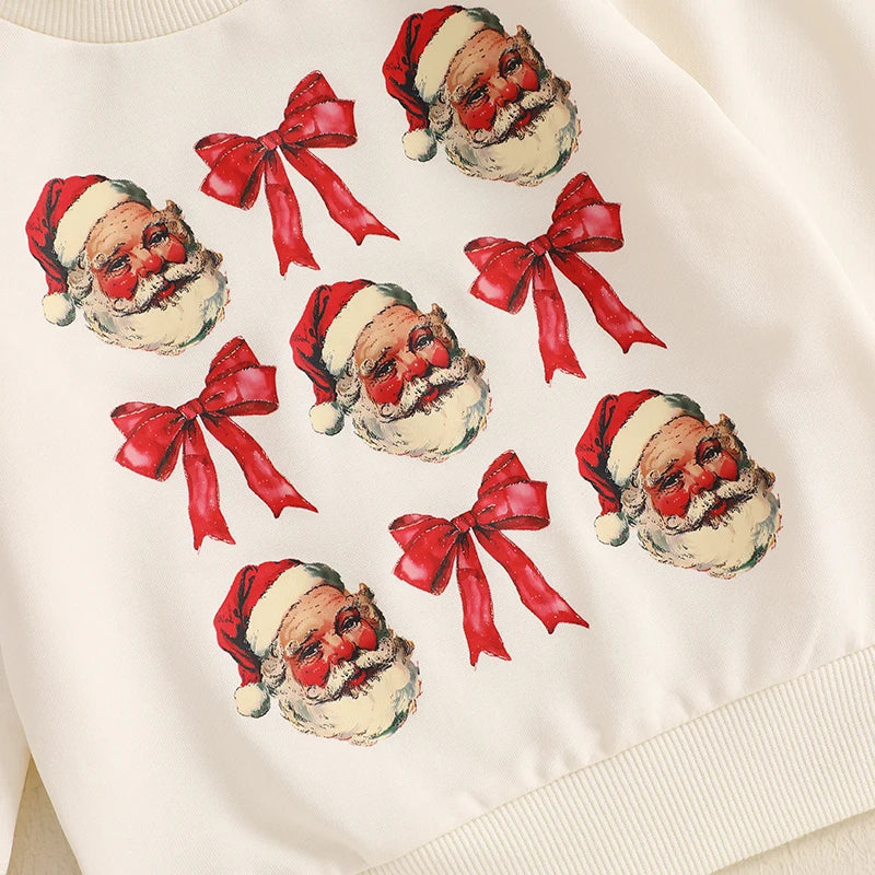 Girls Christmas Bow Print Sweatshirt