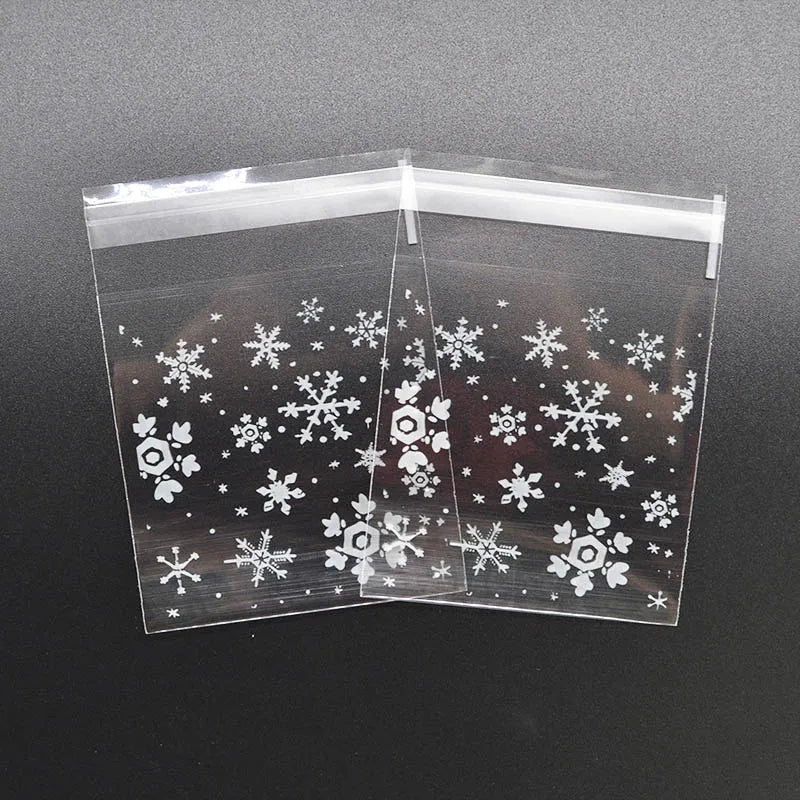 50Pcs Snowflake Christmas Cookie Adhesive Gift Bags