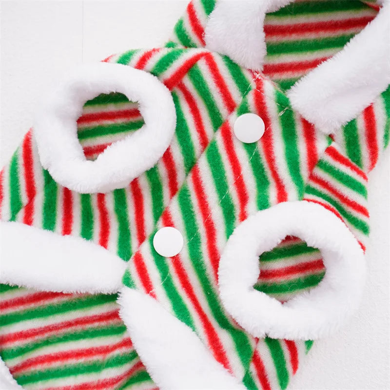 Reindeer Striped Fleece Jacket for Small Dogs