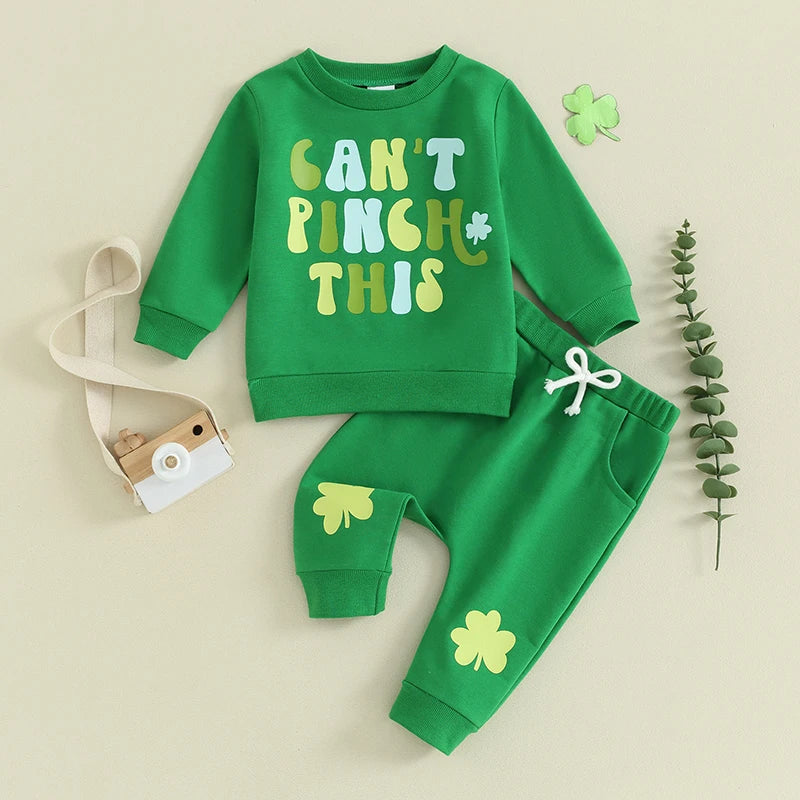 St Patrick's Day Baby 'Can't Pinch This' Shamrock Green Tracksuit