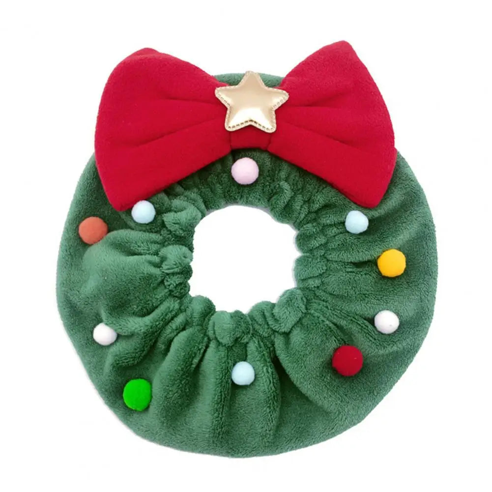 Dog Christmas Tree Collar with Red Bow and Fuzzy Balls (Sizes S - XL)