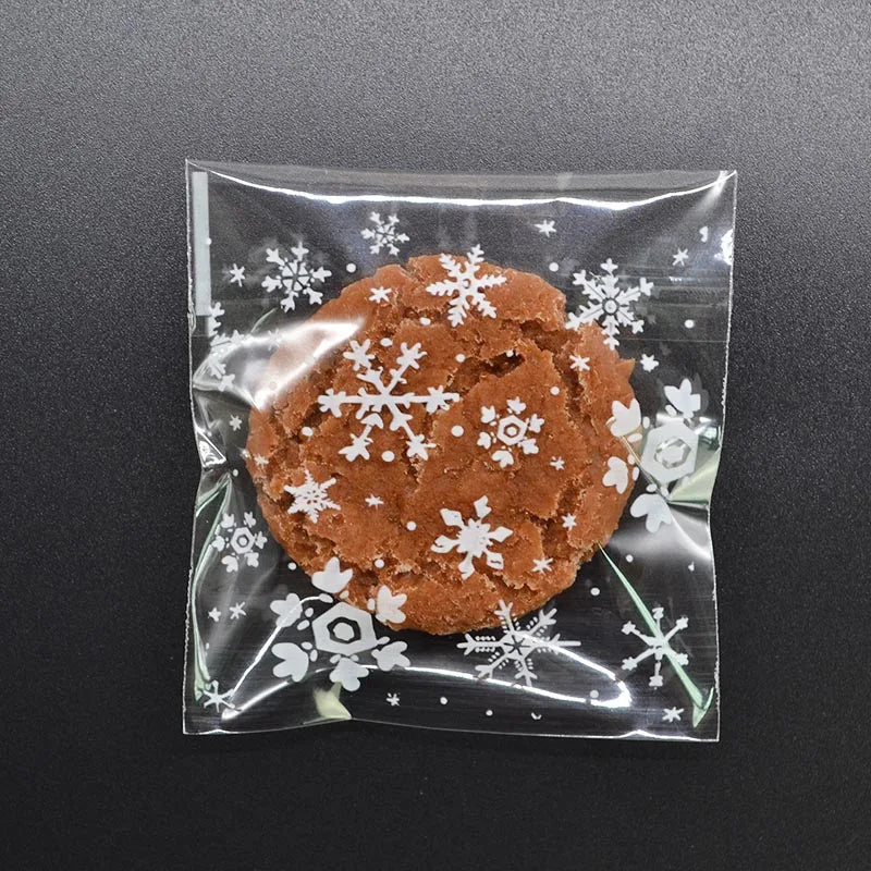 50Pcs Snowflake Christmas Cookie Adhesive Gift Bags