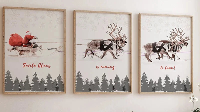 Retro Christmas Canvas Wall Prints