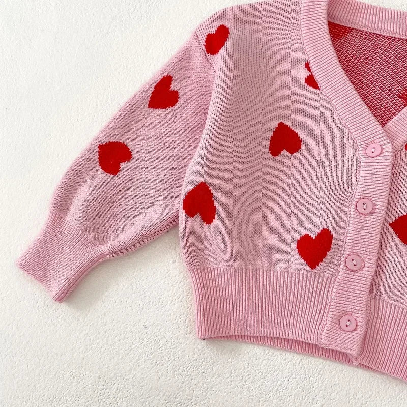 Baby Girl Valentines Day Love Heart Cardigan