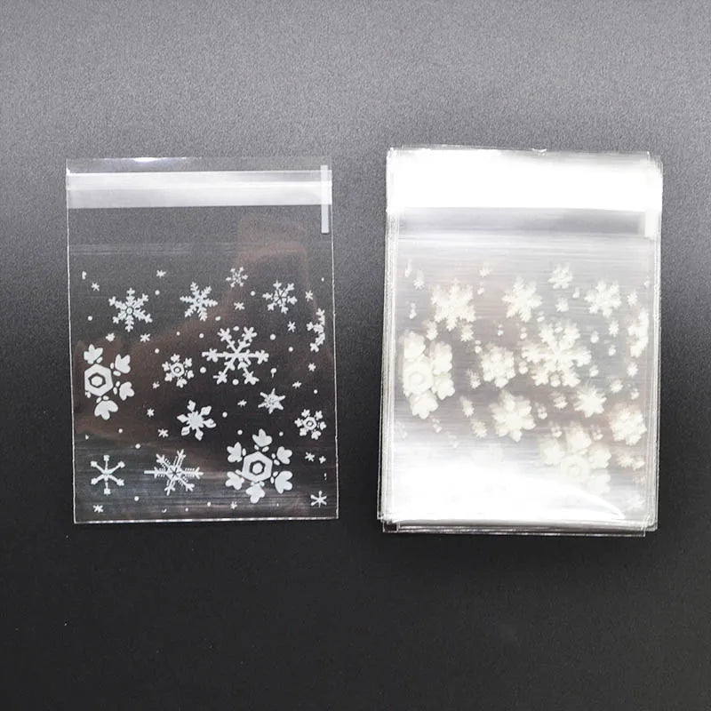 50Pcs Snowflake Christmas Cookie Adhesive Gift Bags