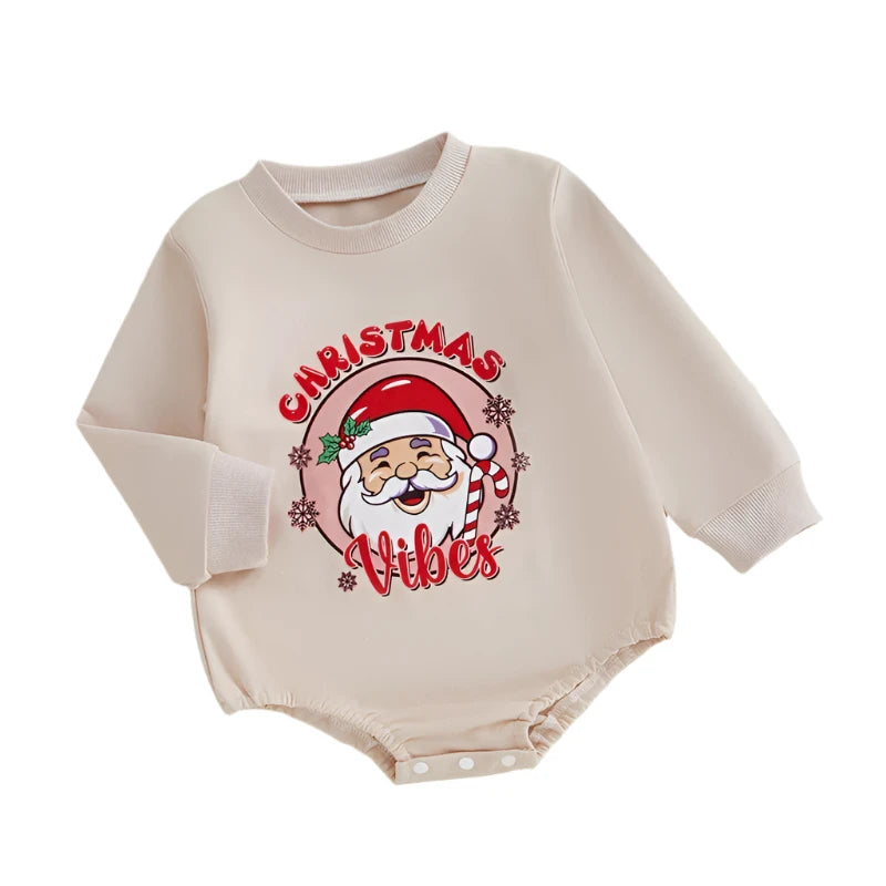 Baby Girl's Christmas Vibes Crewneck Sweatshirt Romper