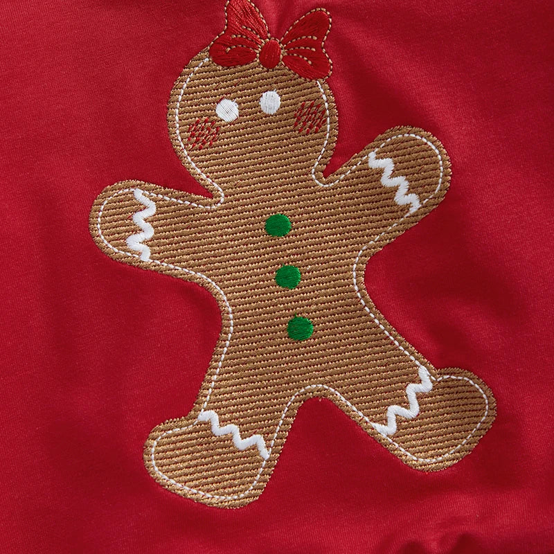 Toddler Girls Christmas Gingerbread Sweatshirt and Tulle Skirt Outfit