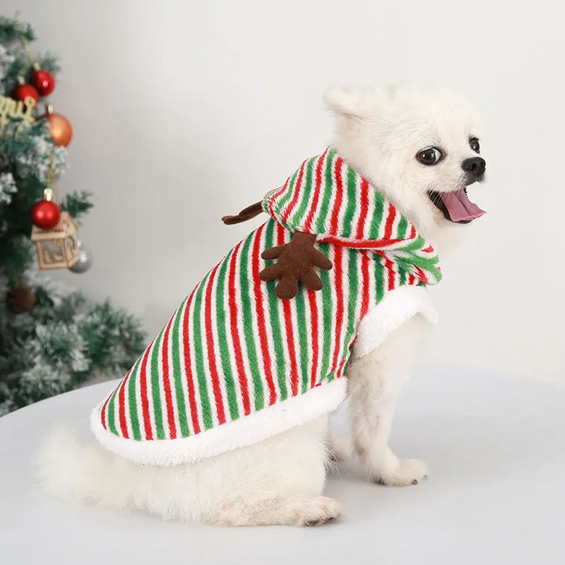 Reindeer Striped Fleece Jacket for Small Dogs