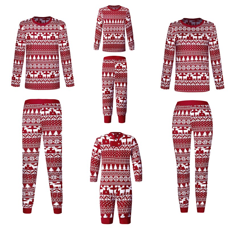 Classic Elk Red Family Matching Christmas Pajamas