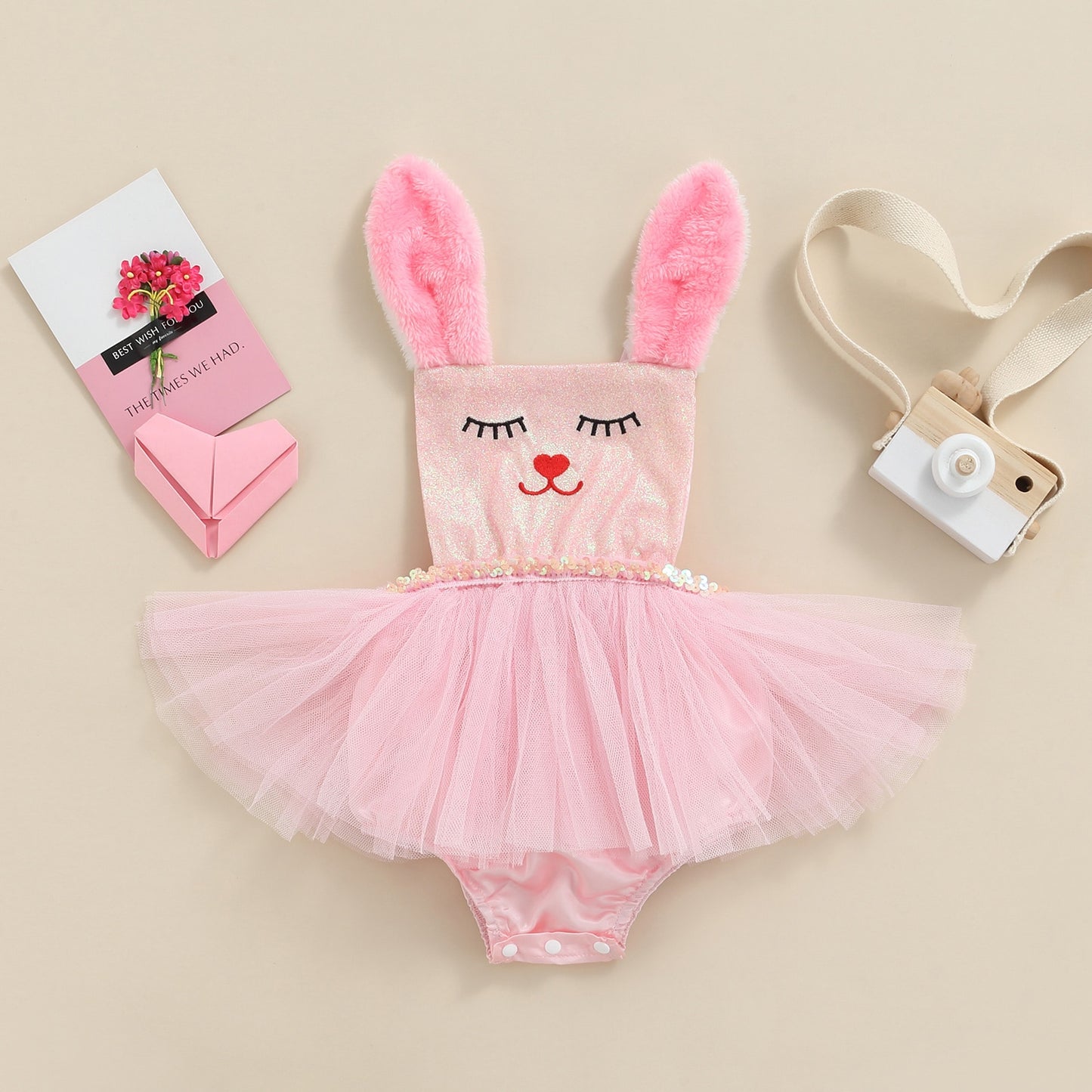 Baby Girl Bunny Romper with Sequins