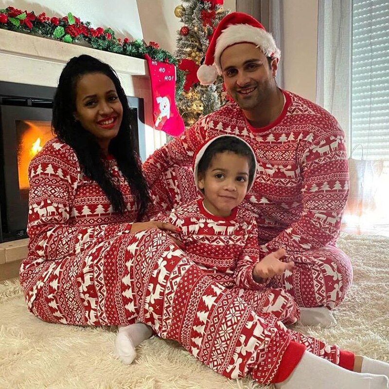 Classic Elk Red Family Matching Christmas Pajamas