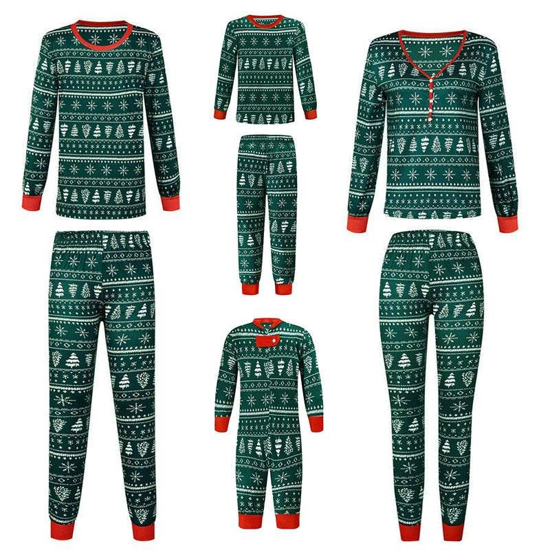 Green Christmas Tree Family Matching Christmas Pajamas