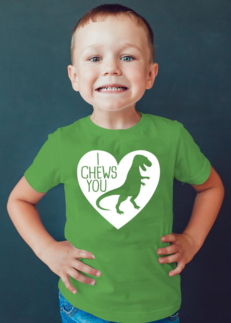 Boy's Valentine's Day Dinosaur Design T-Shirt