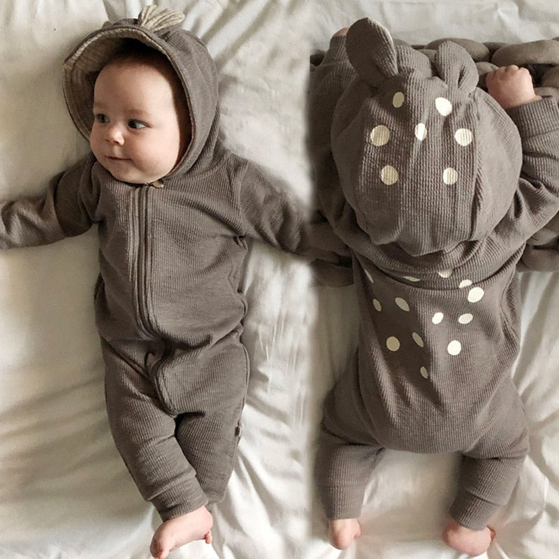 Christmas Deer Baby Hooded Romper