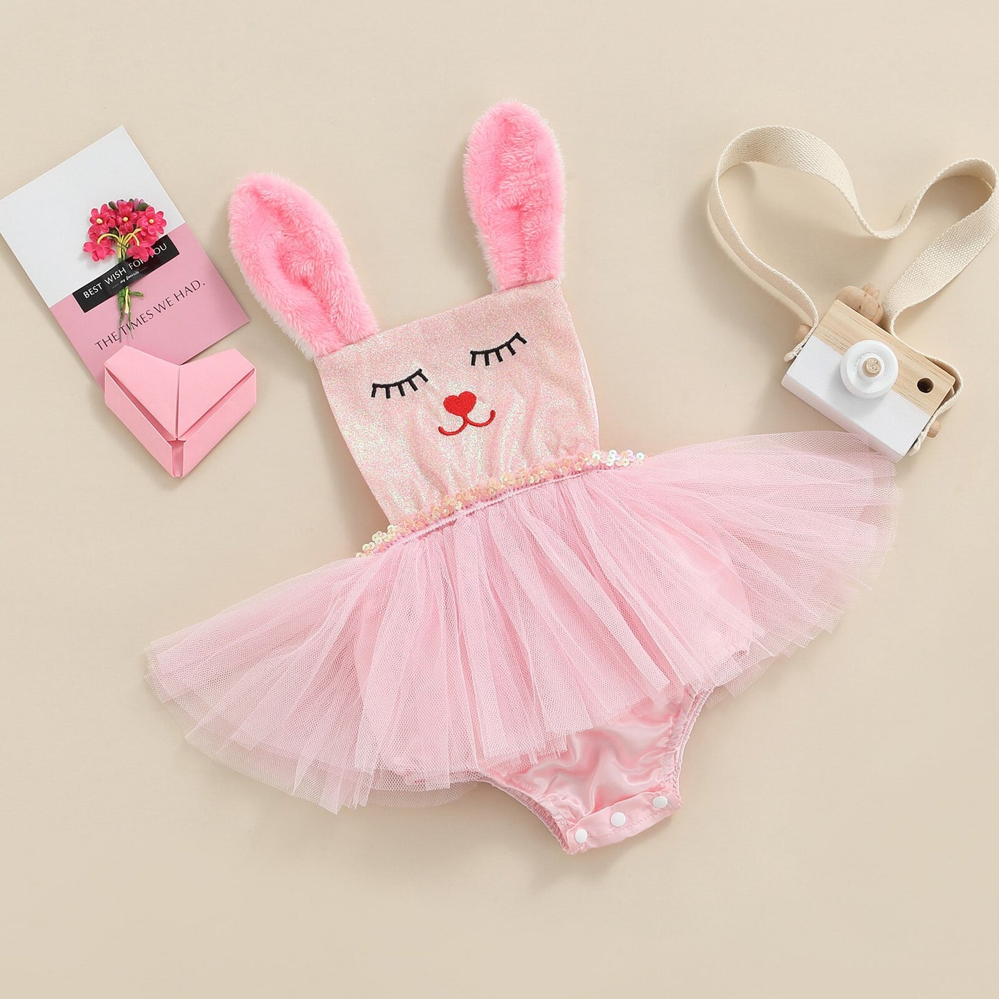 Baby Girl Bunny Romper with Sequins