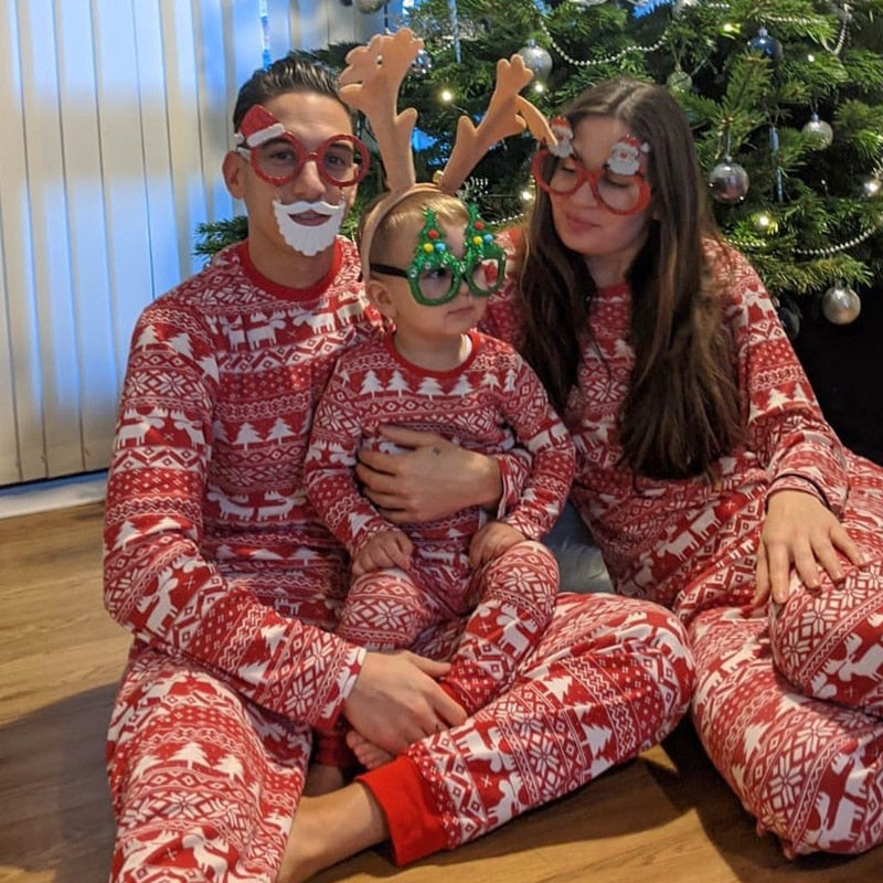 Classic Elk Red Family Matching Christmas Pajamas