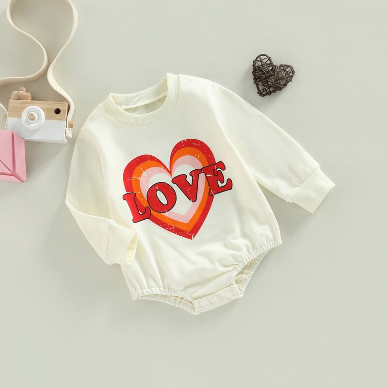 Valentines Day Baby Girls Sweatshirt Romper