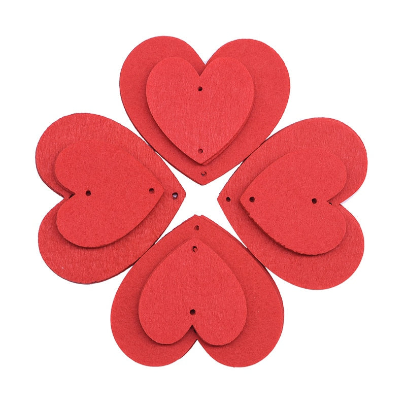 80 Red Hearts Felt Valentines Day Garland