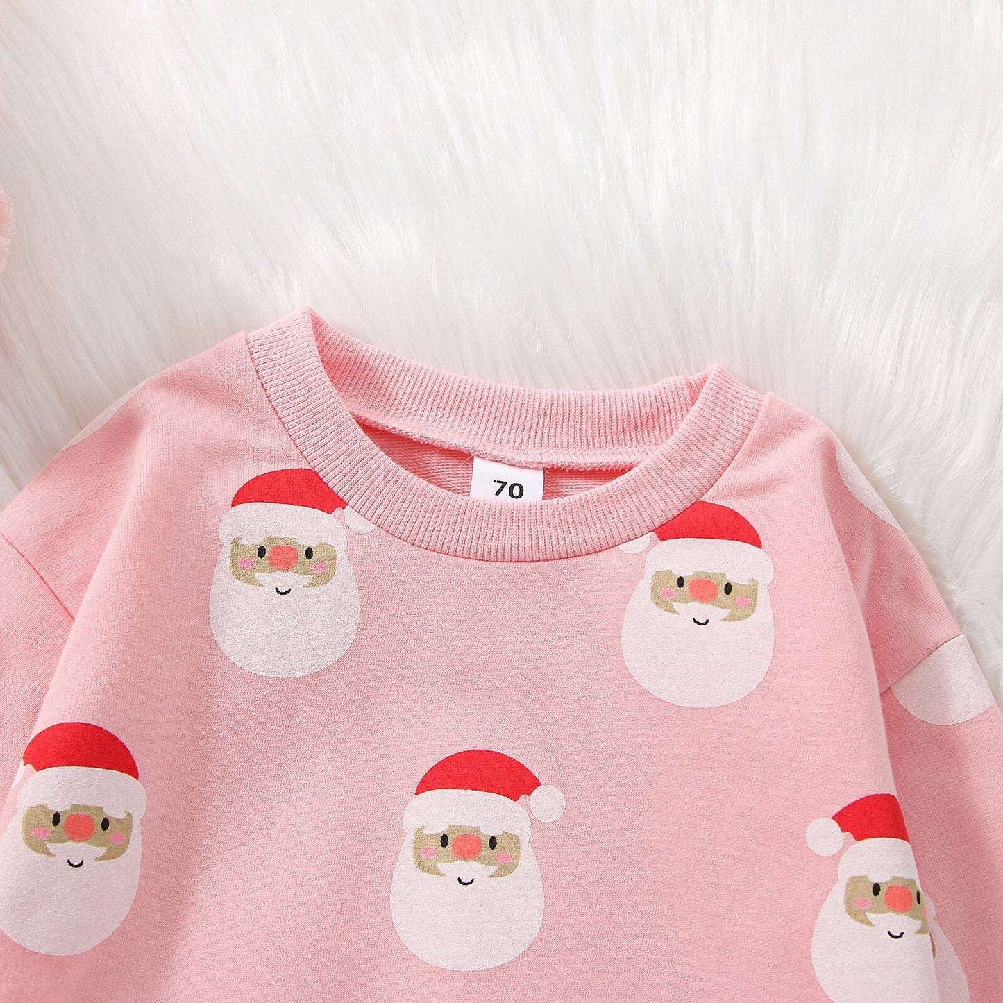 Christmas Baby Girls Pink Santa Claus Sweater Romper