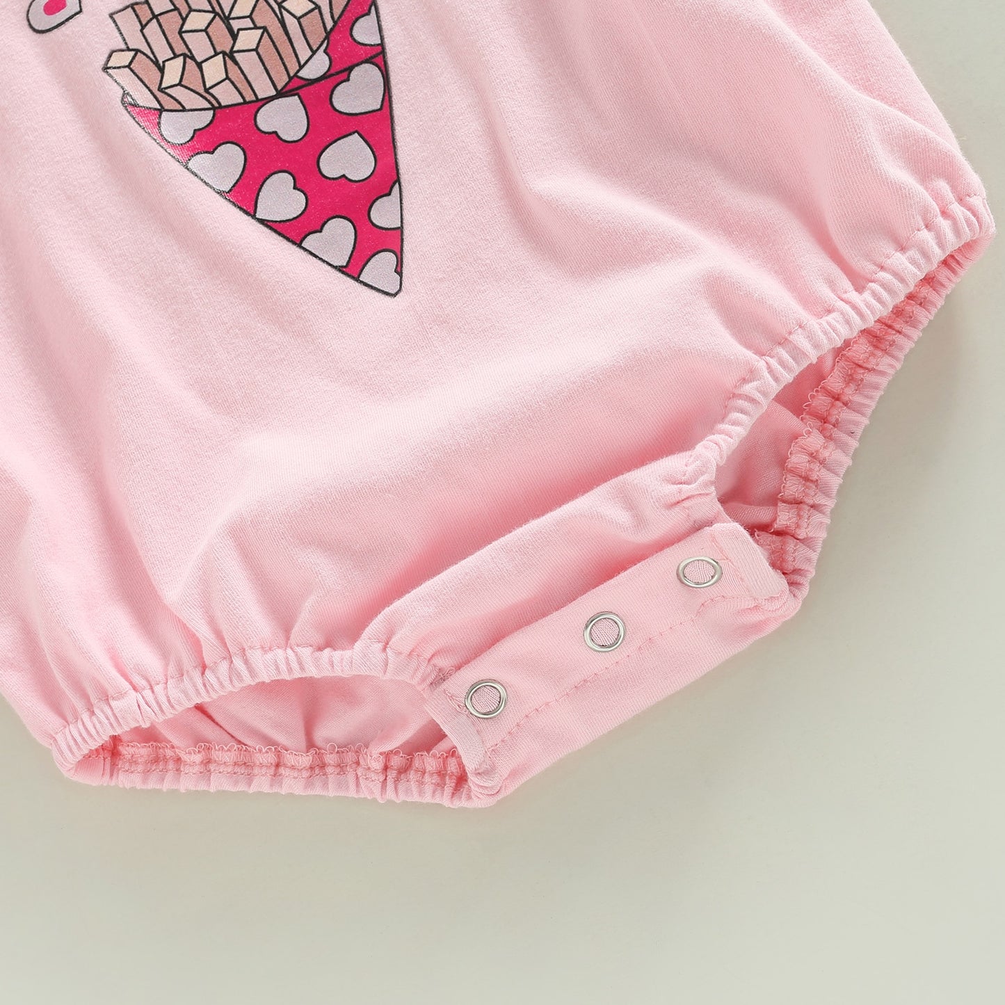 Valentines Day Baby Girls 'Fries before Guys' Pink Romper