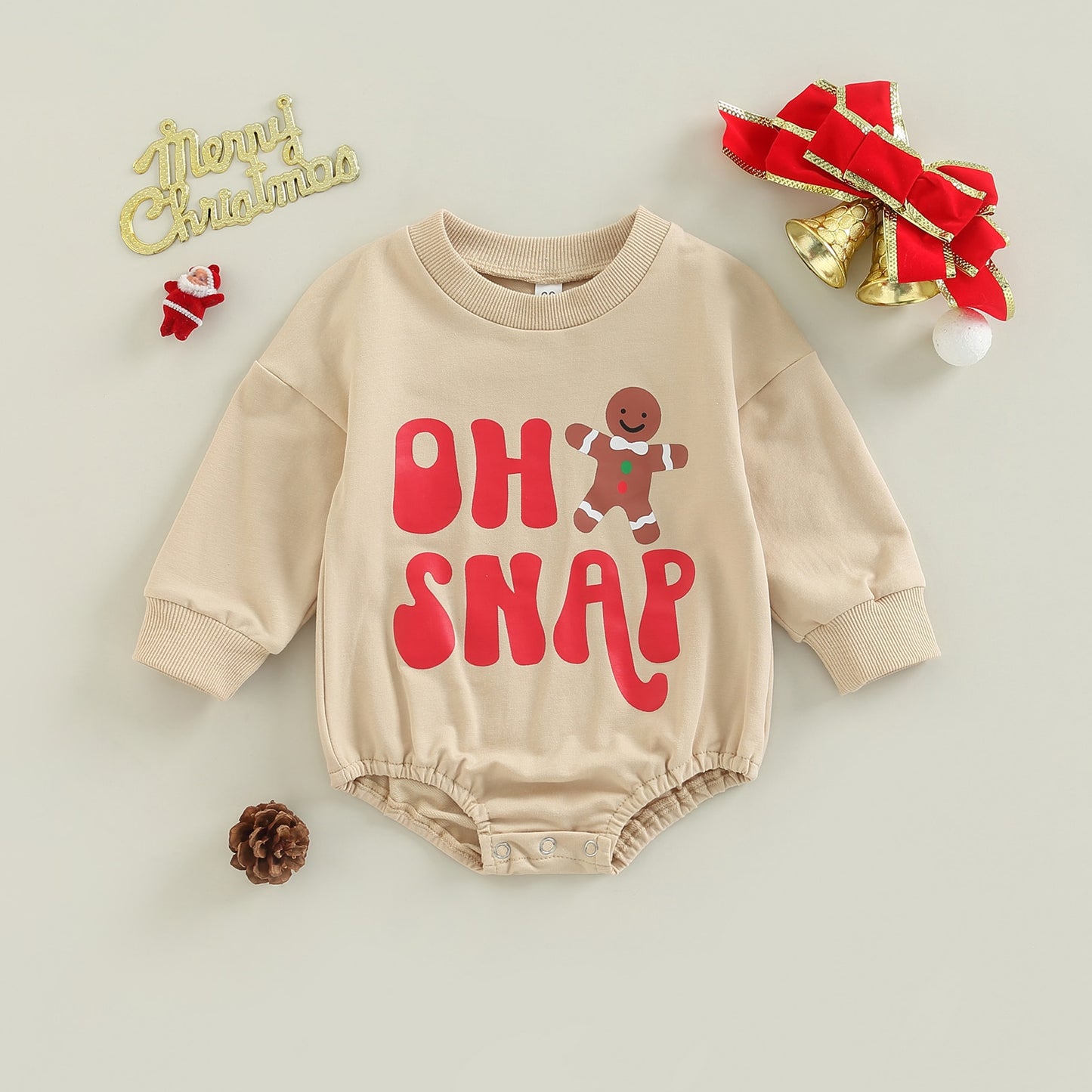 Christmas Baby Gingerbread Sweatshirt Romper