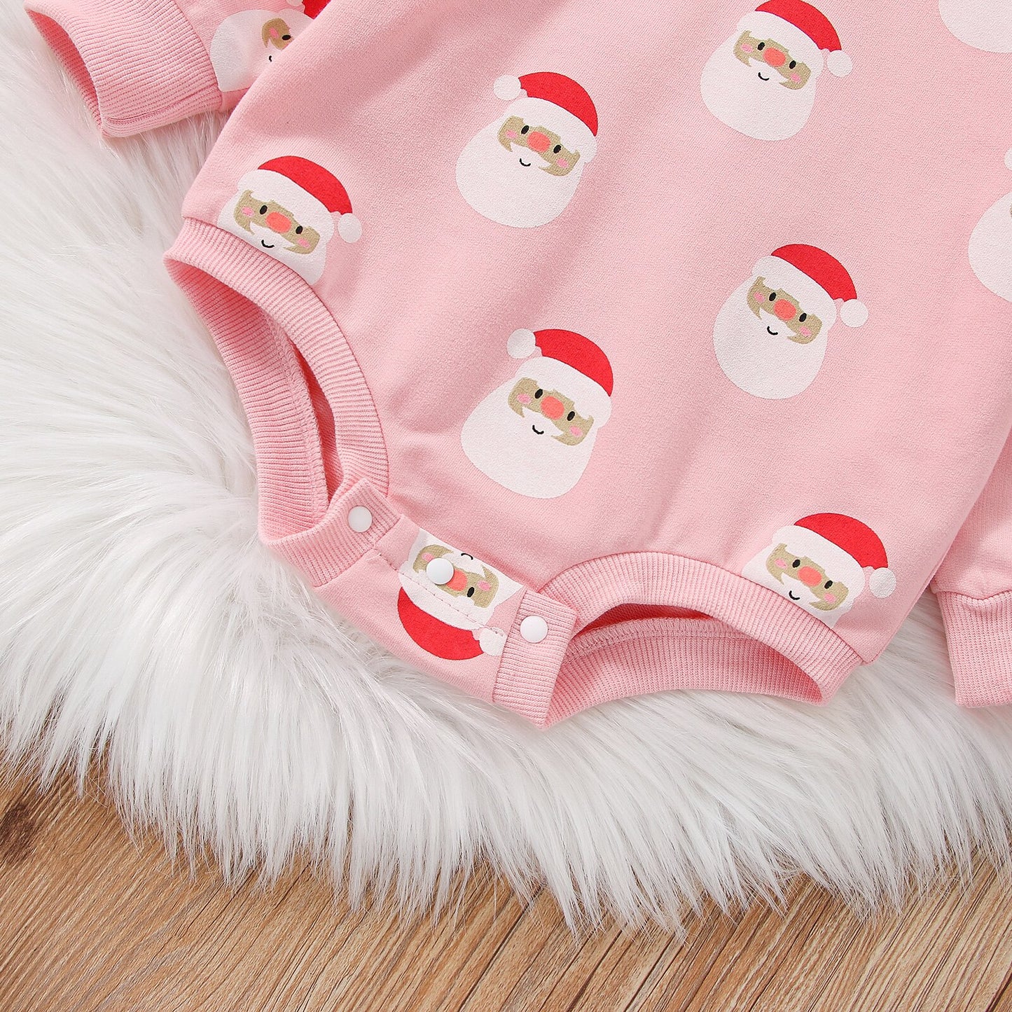 Christmas Baby Girls Pink Santa Claus Sweater Romper