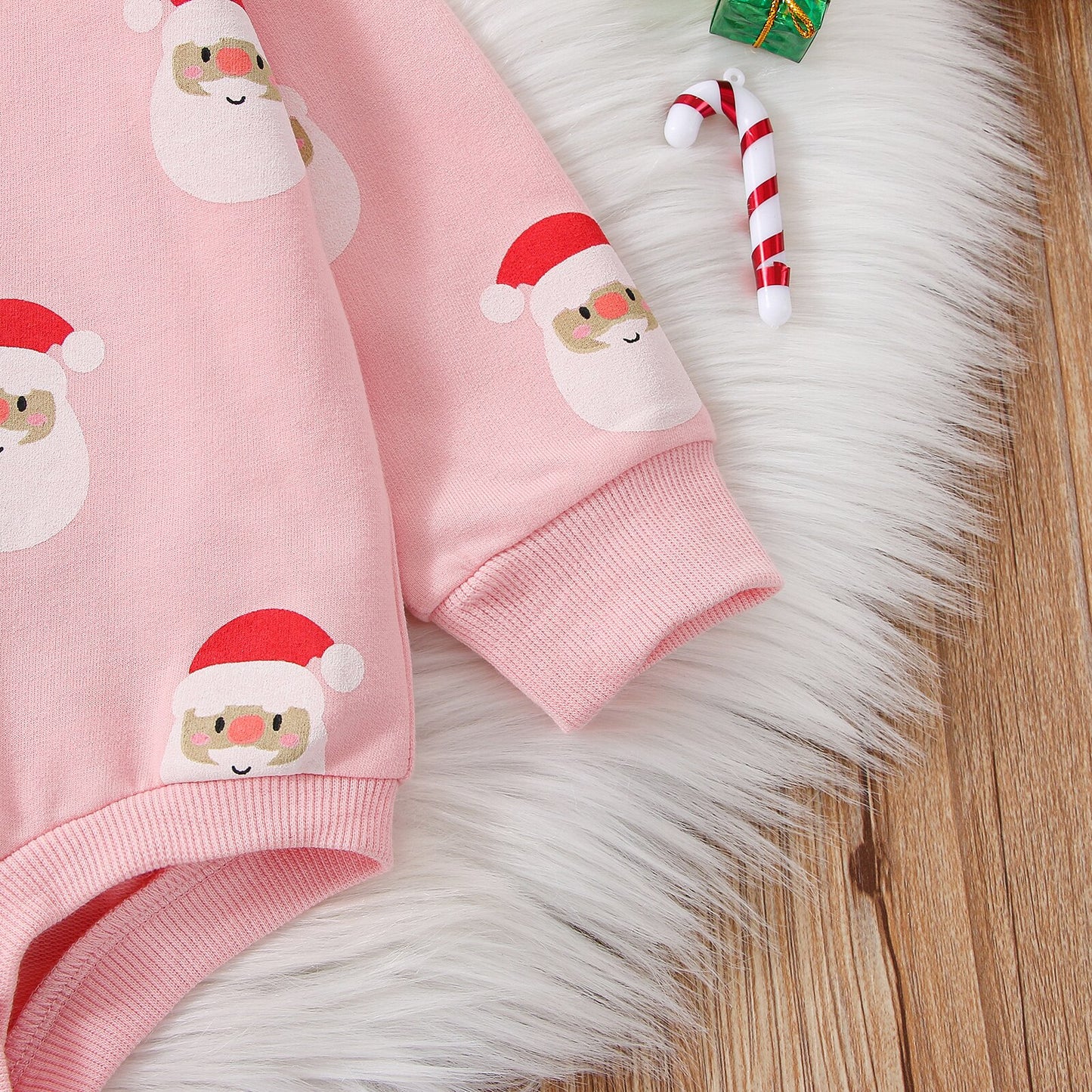 Christmas Baby Girls Pink Santa Claus Sweater Romper