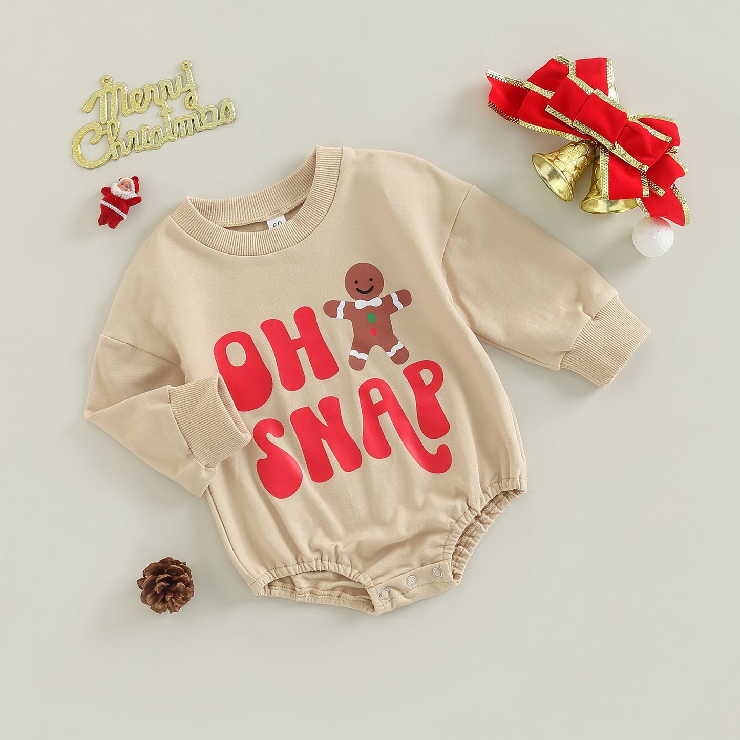 Christmas Baby Gingerbread Sweatshirt Romper