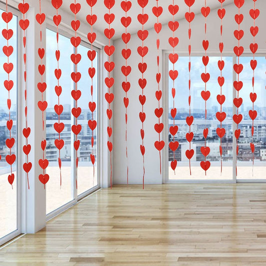 80 Red Hearts Felt Valentines Day Garland