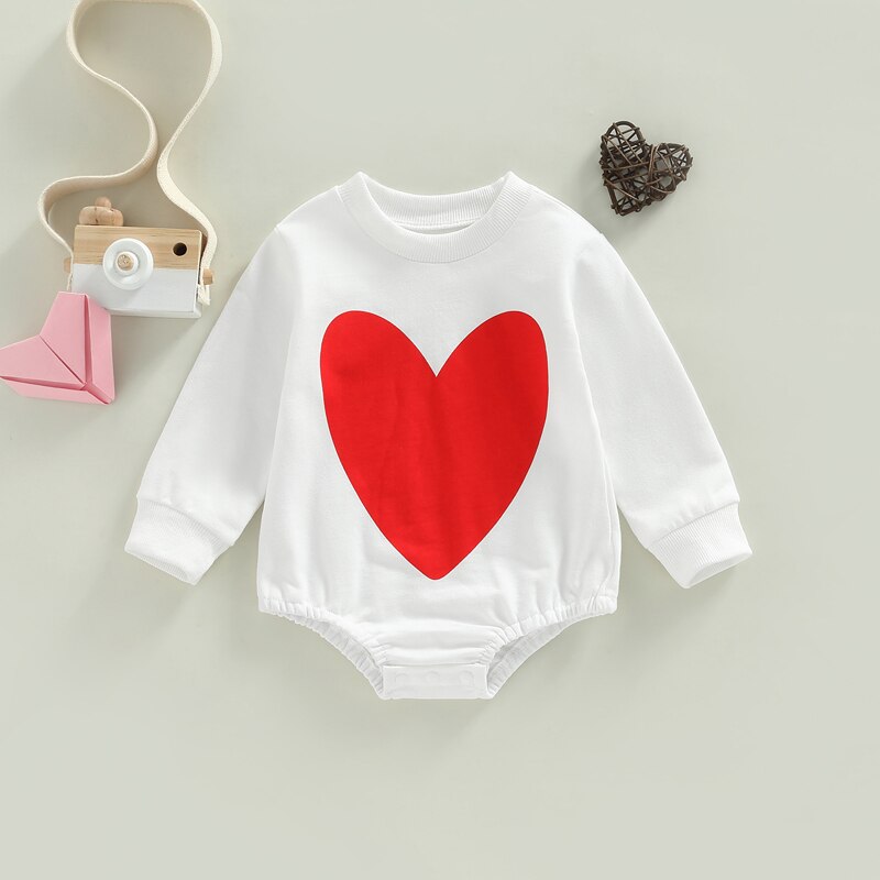 Valentines Day Baby Girls Sweatshirt Romper