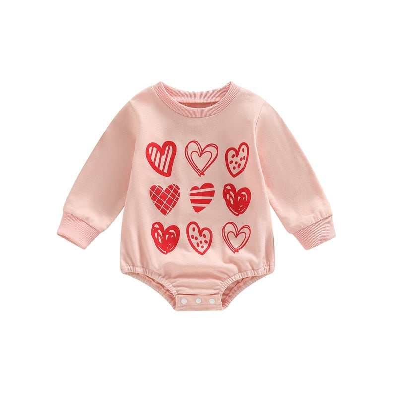 Valentines Day Baby Girls Sweatshirt Romper