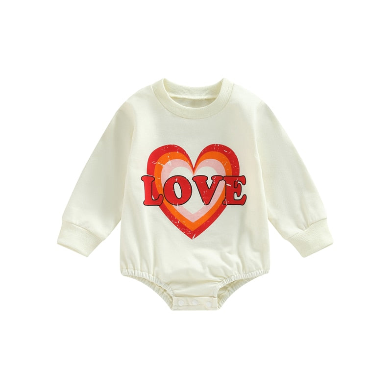 Valentines Day Baby Girls Sweatshirt Romper